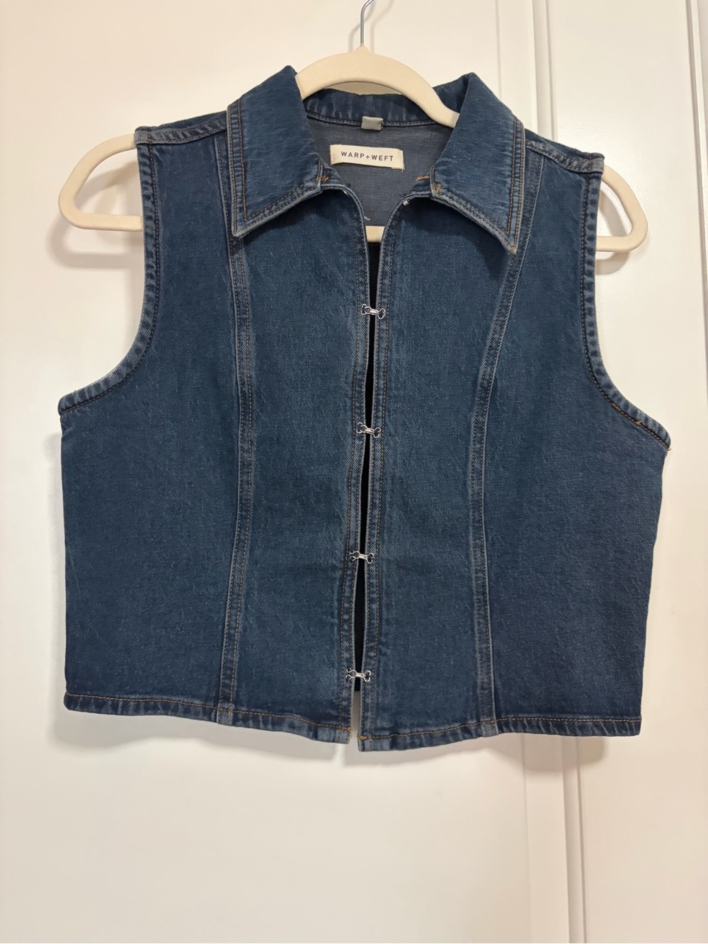 Trendy💙Chic Warp + Weft Dark Blue Denim Crop Vest💙